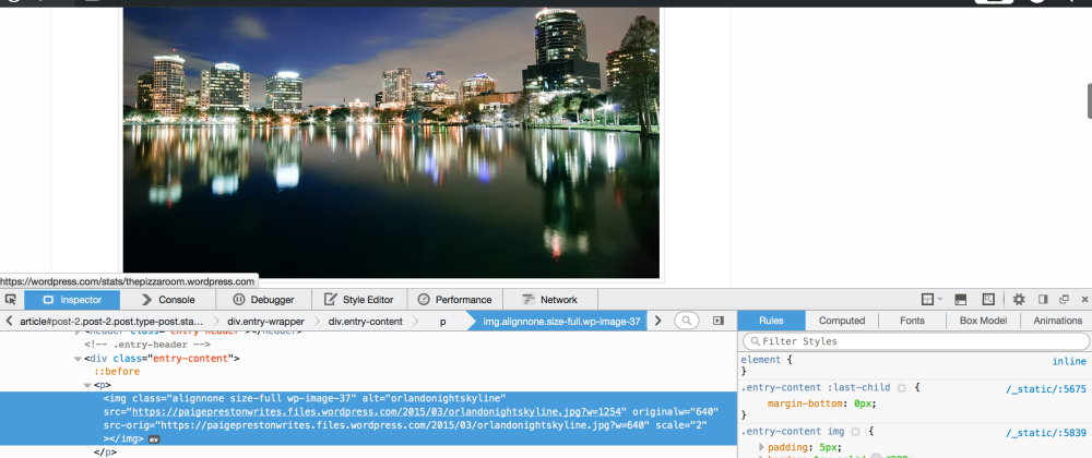 Image of a blog that features the Orlando skyline, with the appropriate alt text included in the html